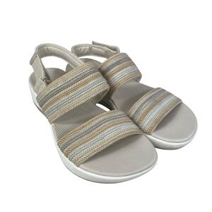 Clarks ARLA STROLL  Cream and Tan Strappy Slingback Sandals  6 1/2M